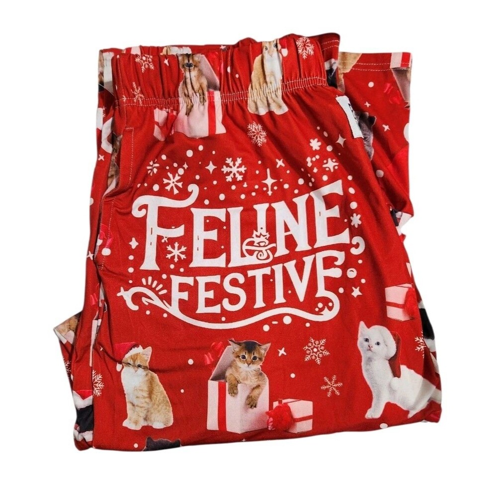 Brief Insanity	Size	L Feline Festive Cat Kitten Christmas Lounge Pants Unisex